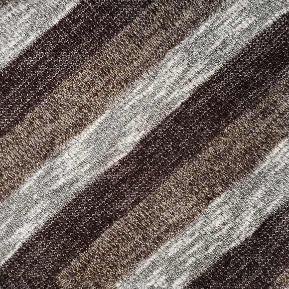 Knox Rose V Neck Sharkbite Hem Pullover Gray Brown Gold Stripe  Sweater Small - Picture 8 of 8